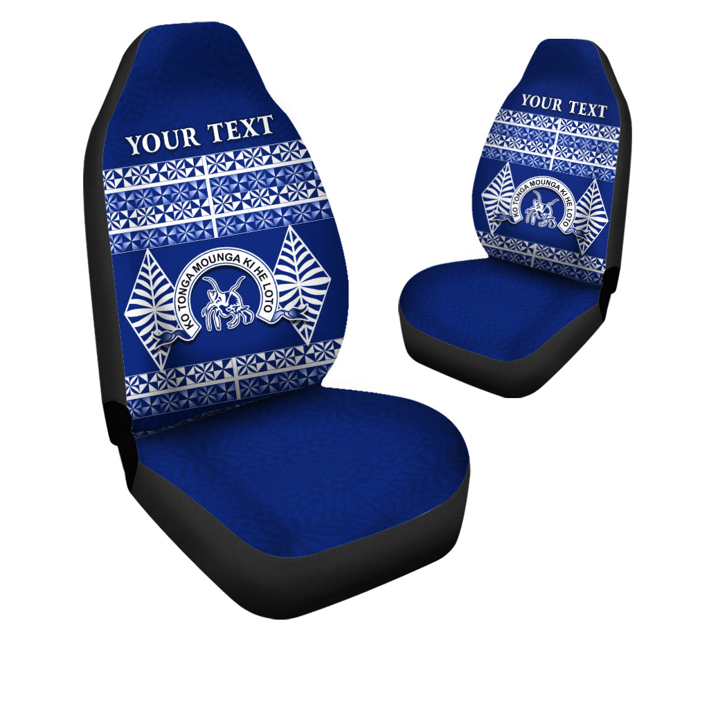 (Custom Personalised) Taufa'ahau Pilolevu College Car Seat Covers Tonga Pattern LT13 Universal Fit Blue - Polynesian Pride