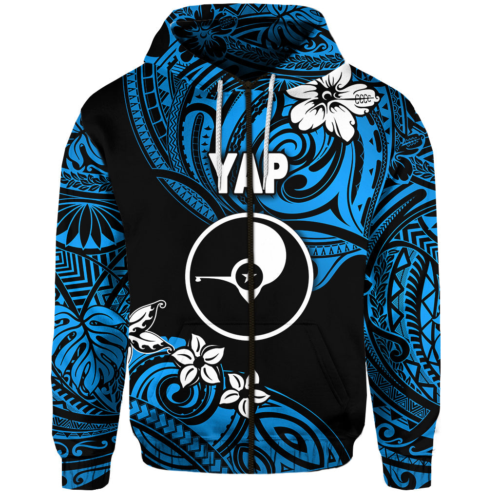 Custom FSM Yap Zip Hoodie Unique Vibes Blue LT8 - Polynesian Pride
