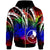 Yap Zip Hoodie Tropical Leaf Rainbow Color Unisex Blue - Polynesian Pride