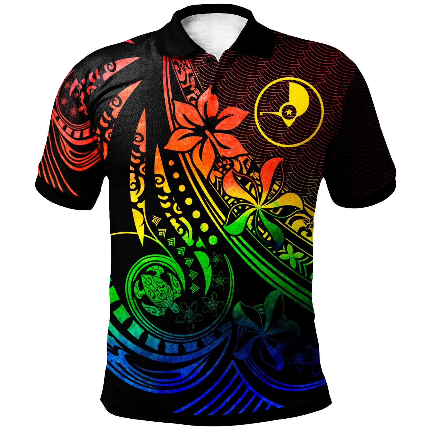 Yap Polo Shirt The Flow Of The Ocean Rainbow Color Unisex Rainbow - Polynesian Pride