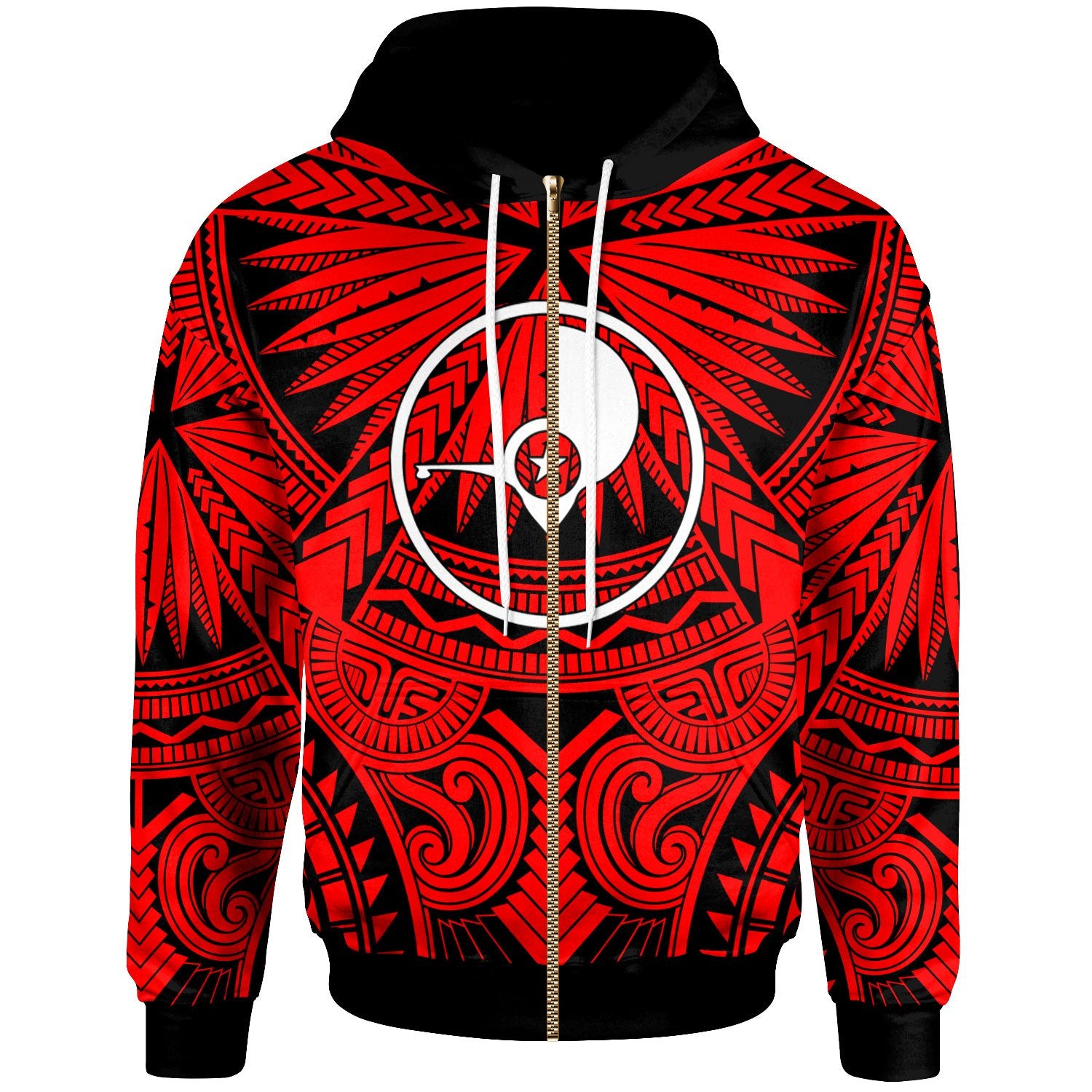 Yap Zip Hoodie Classic Vignette Style Unisex Red - Polynesian Pride