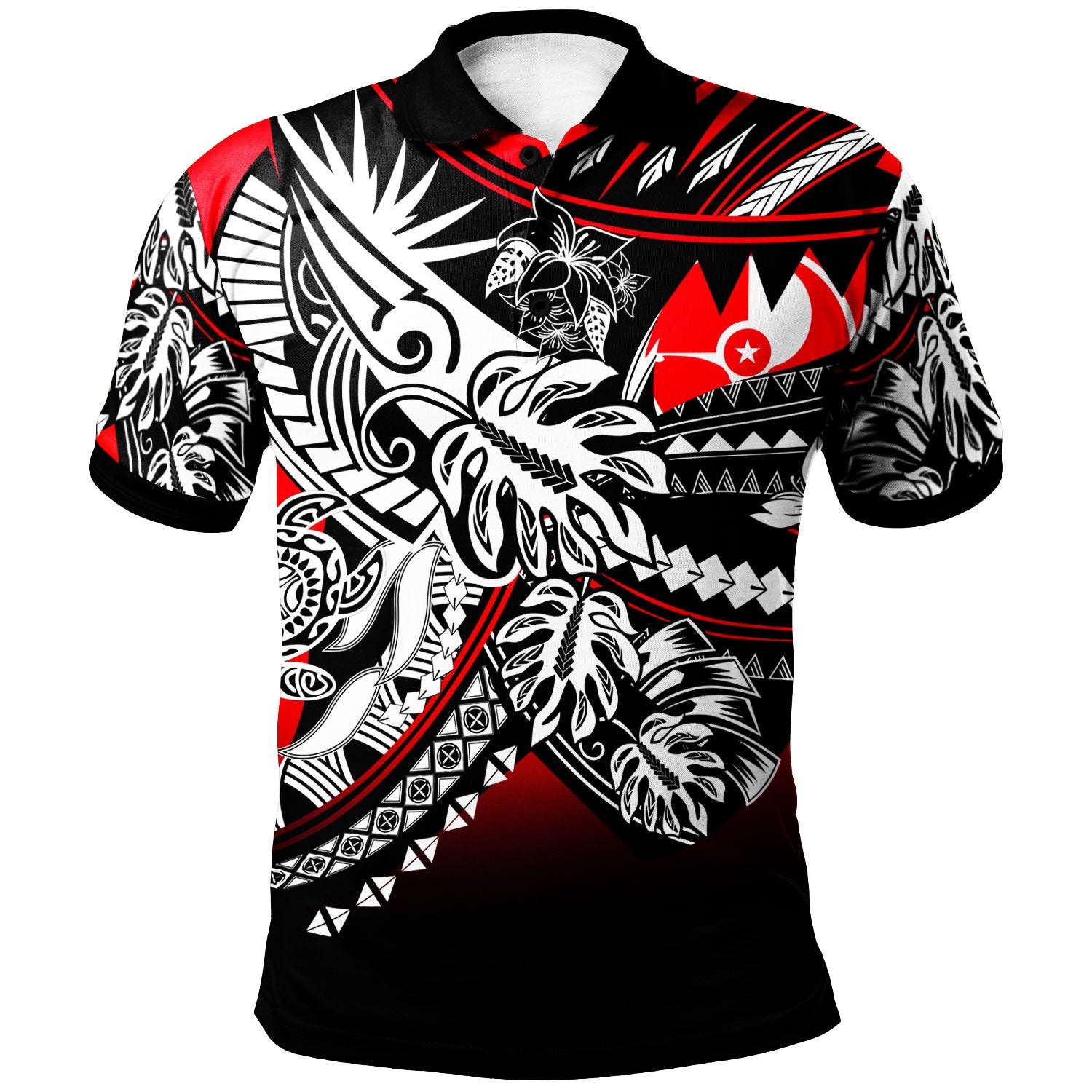 Yap Polo Shirt Tribal Jungle Red Pattern Unisex Red - Polynesian Pride