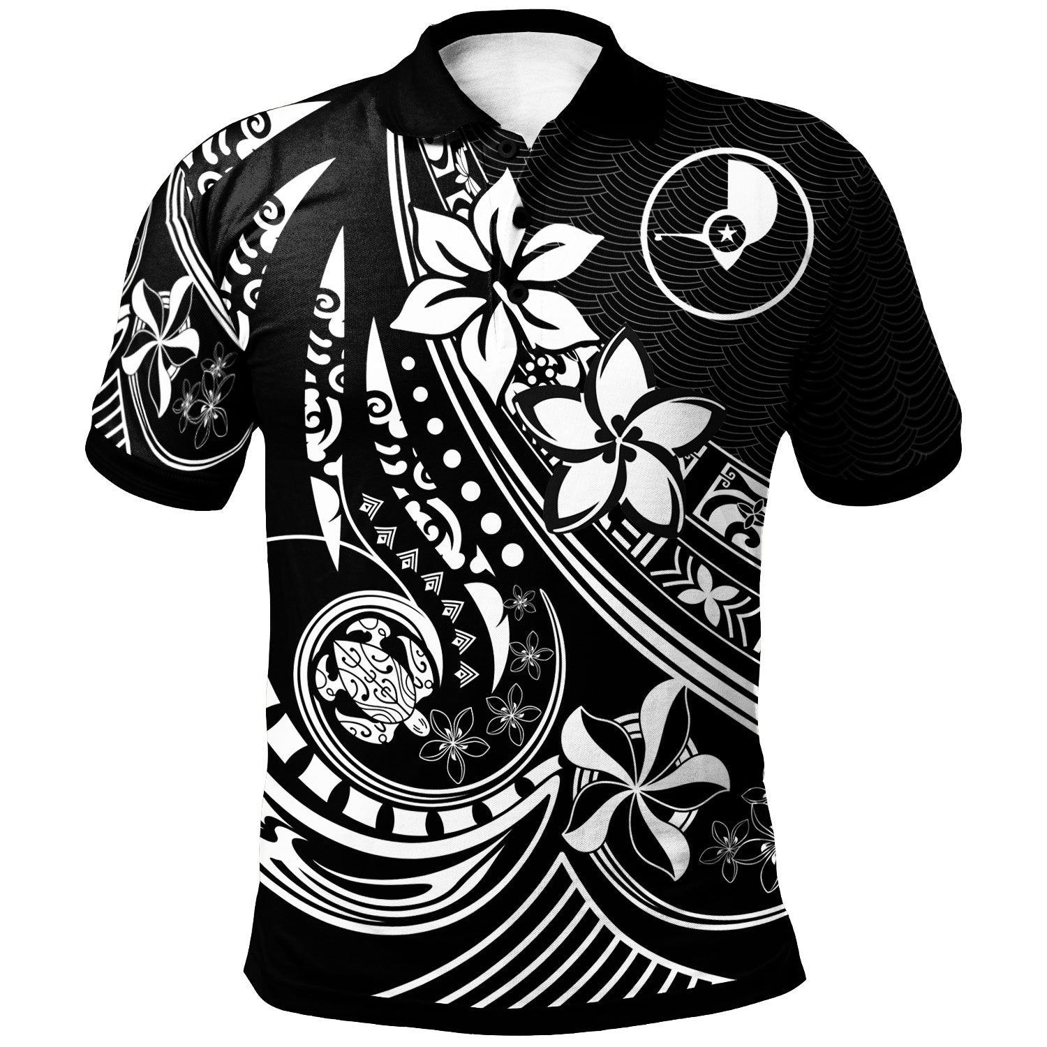 Yap Polo Shirt The Flow Of The Ocean Unisex Black - Polynesian Pride