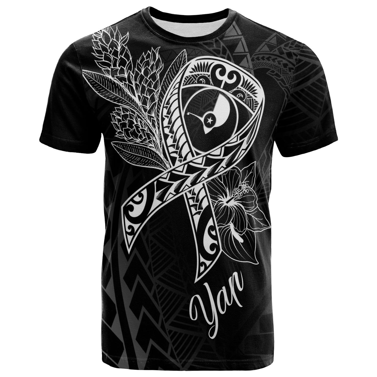 Yap T Shirt Ribbon Polynesian Style Unisex Black - Polynesian Pride