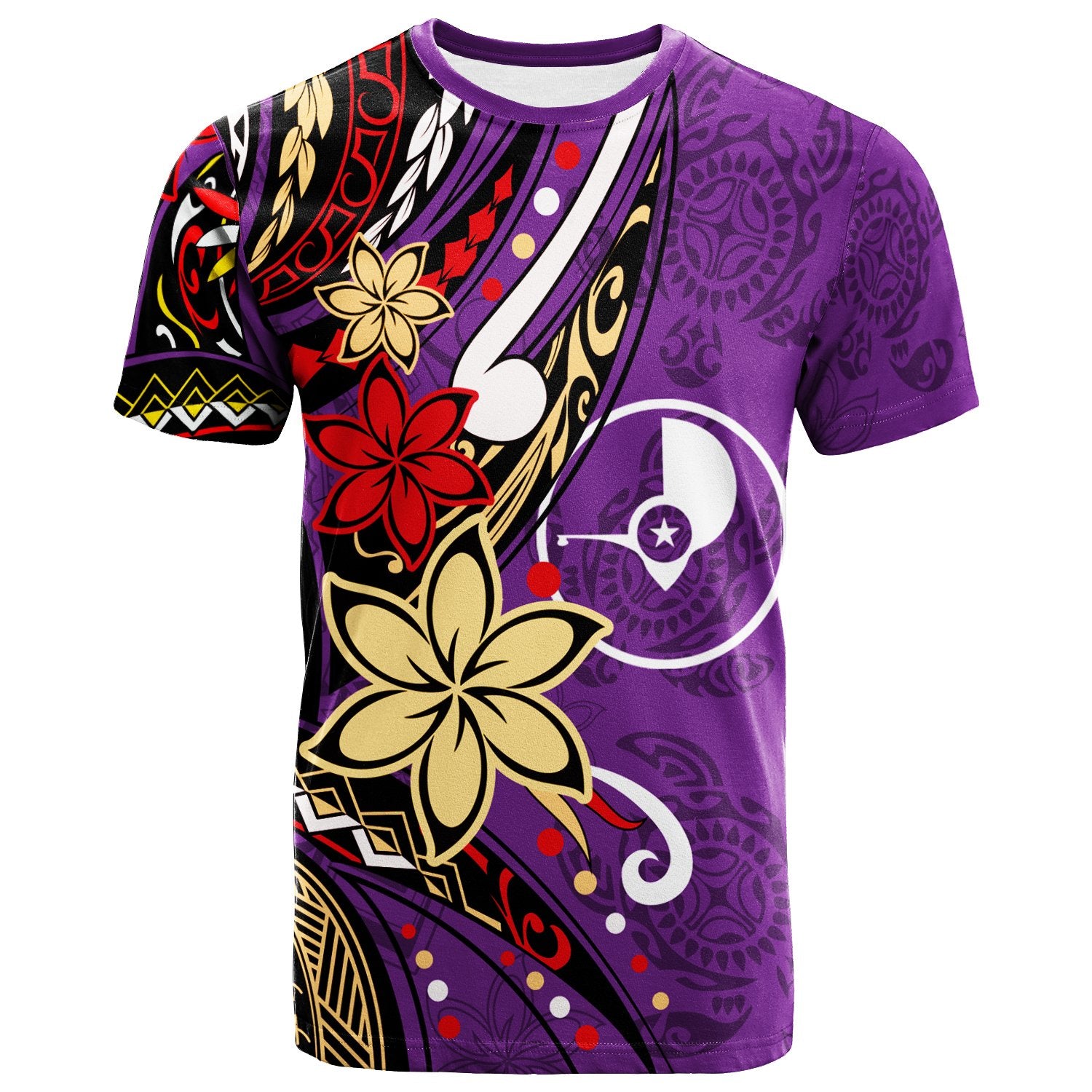 Yap T Shirt Tribal Flower With Special Turtles Purple Color Unisex Purple - Polynesian Pride