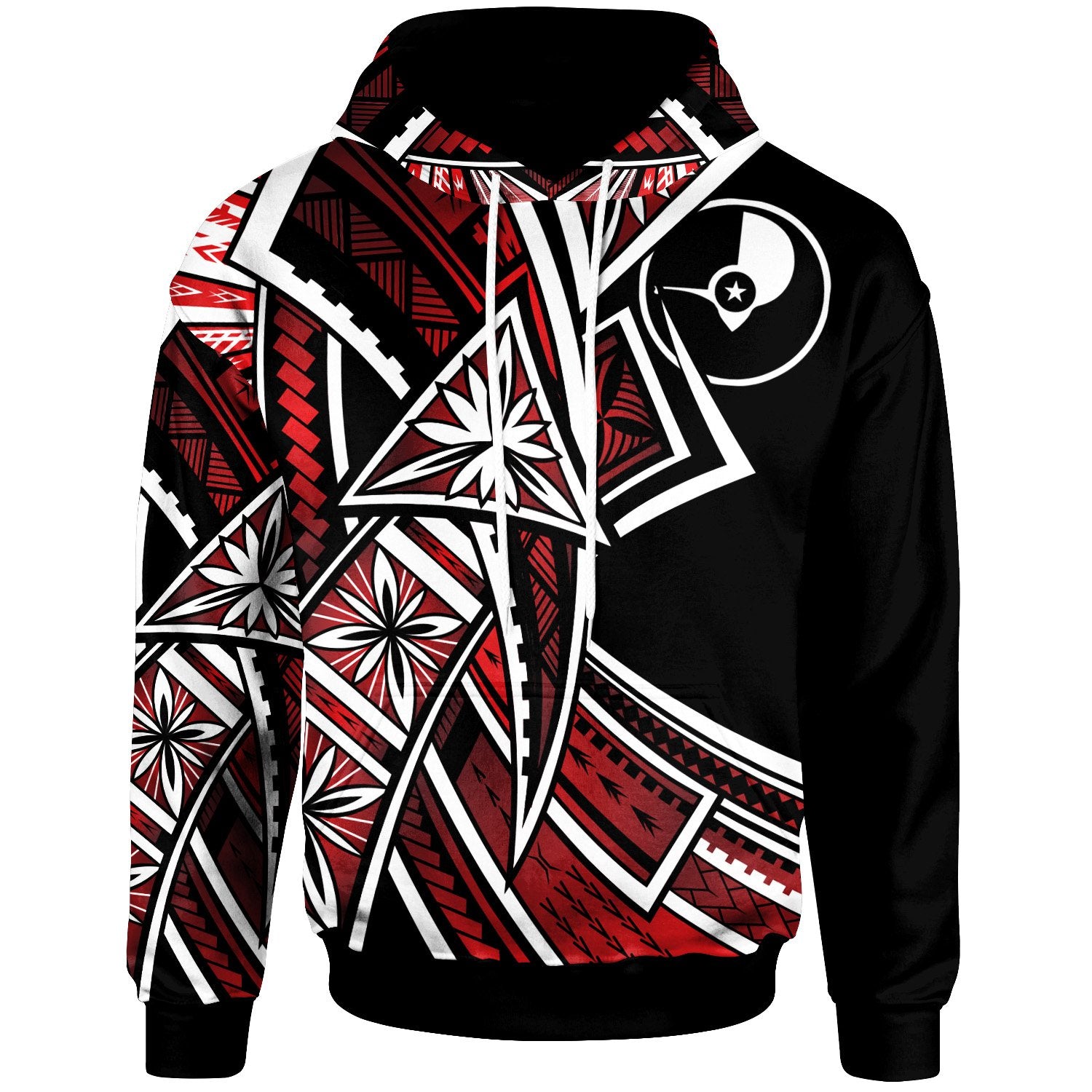 Yap Hoodie Tribal Flower Special Pattern Red Color Unisex Red - Polynesian Pride