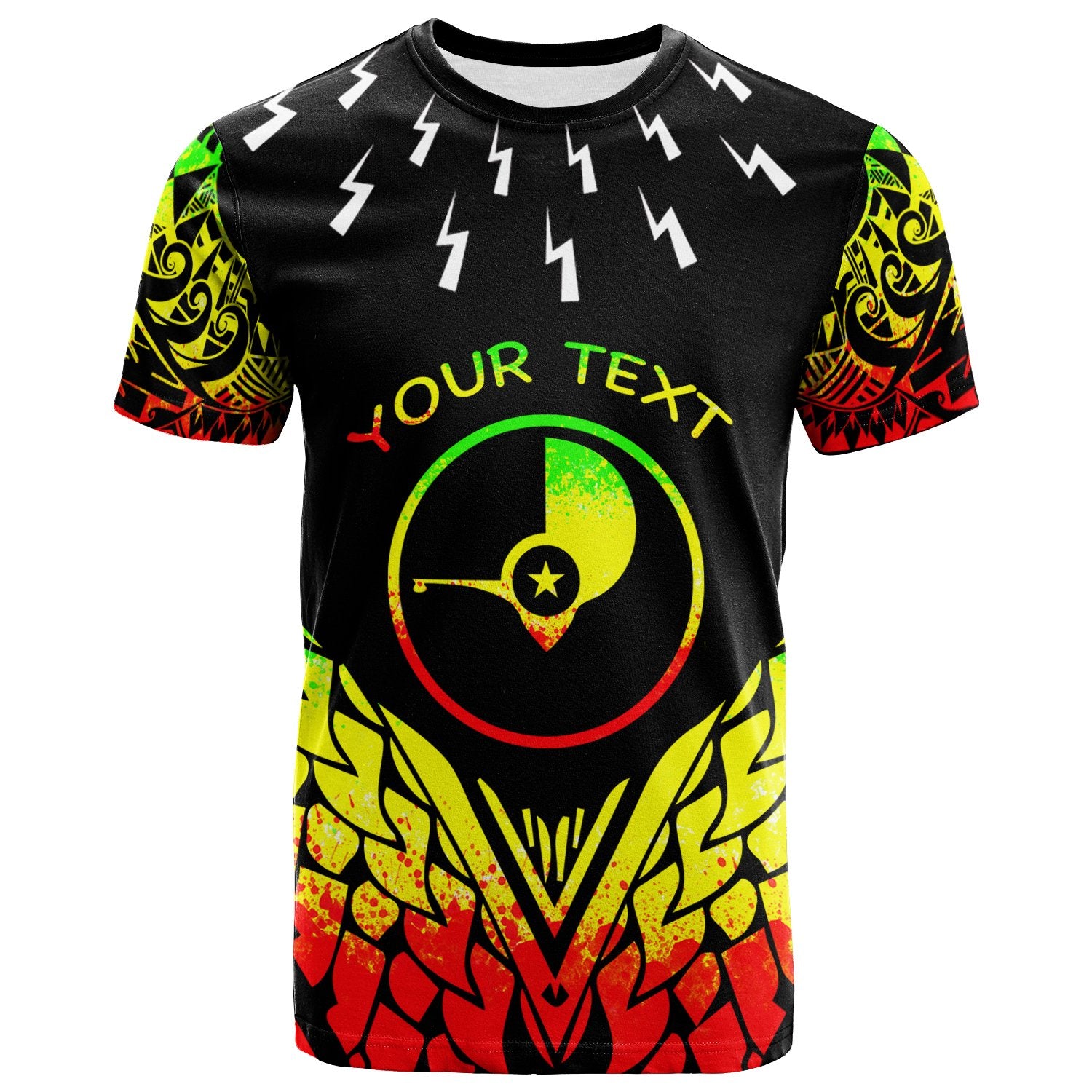 Yap Custom T Shirt Thunder Bolt Seamless Pattern Reggae Unisex Reggae - Polynesian Pride