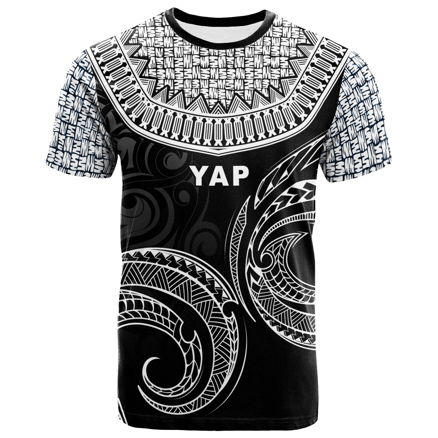 Yap Custom T Shirt Unique Serrated Texture White Color Unisex Black - Polynesian Pride