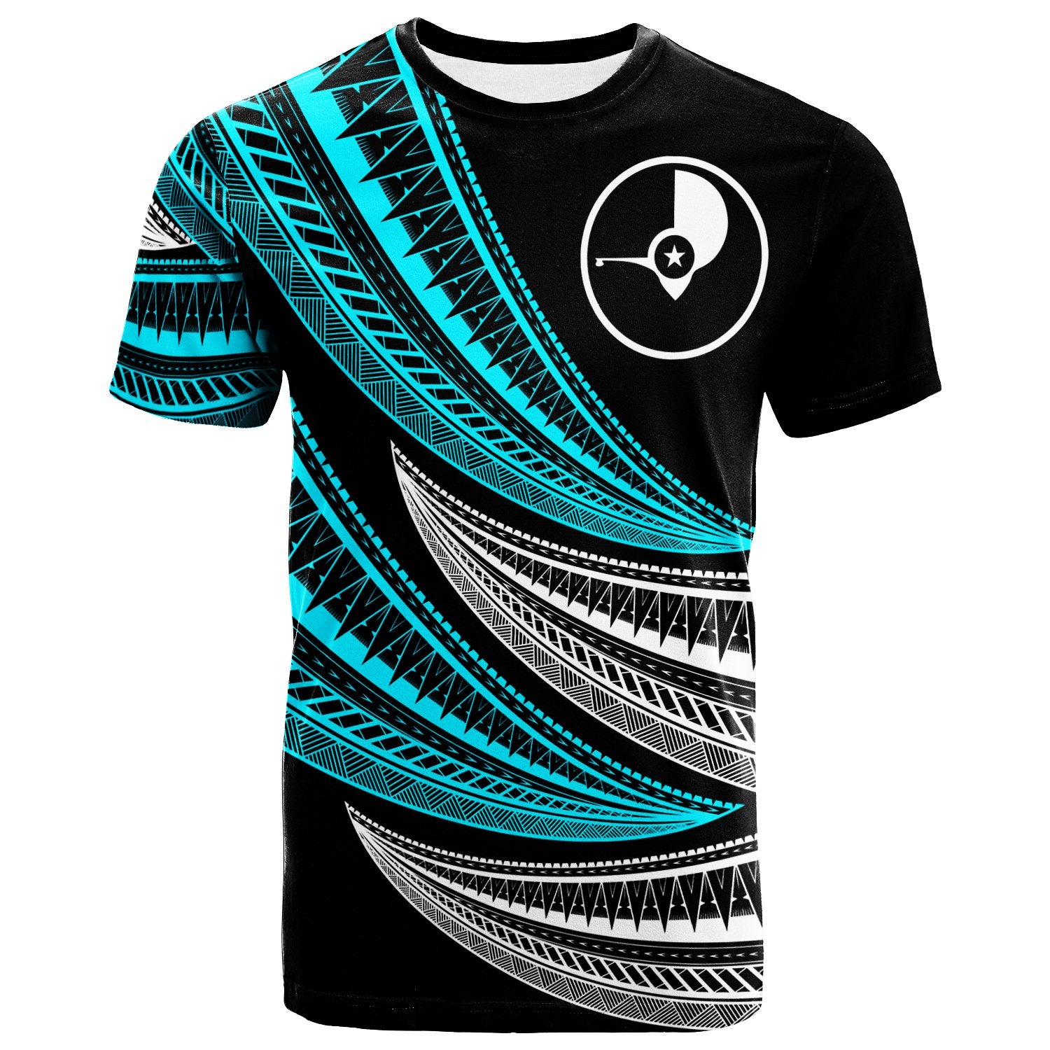 Yap Custom T Shirt Wave Pattern Alternating Unisex Black - Polynesian Pride