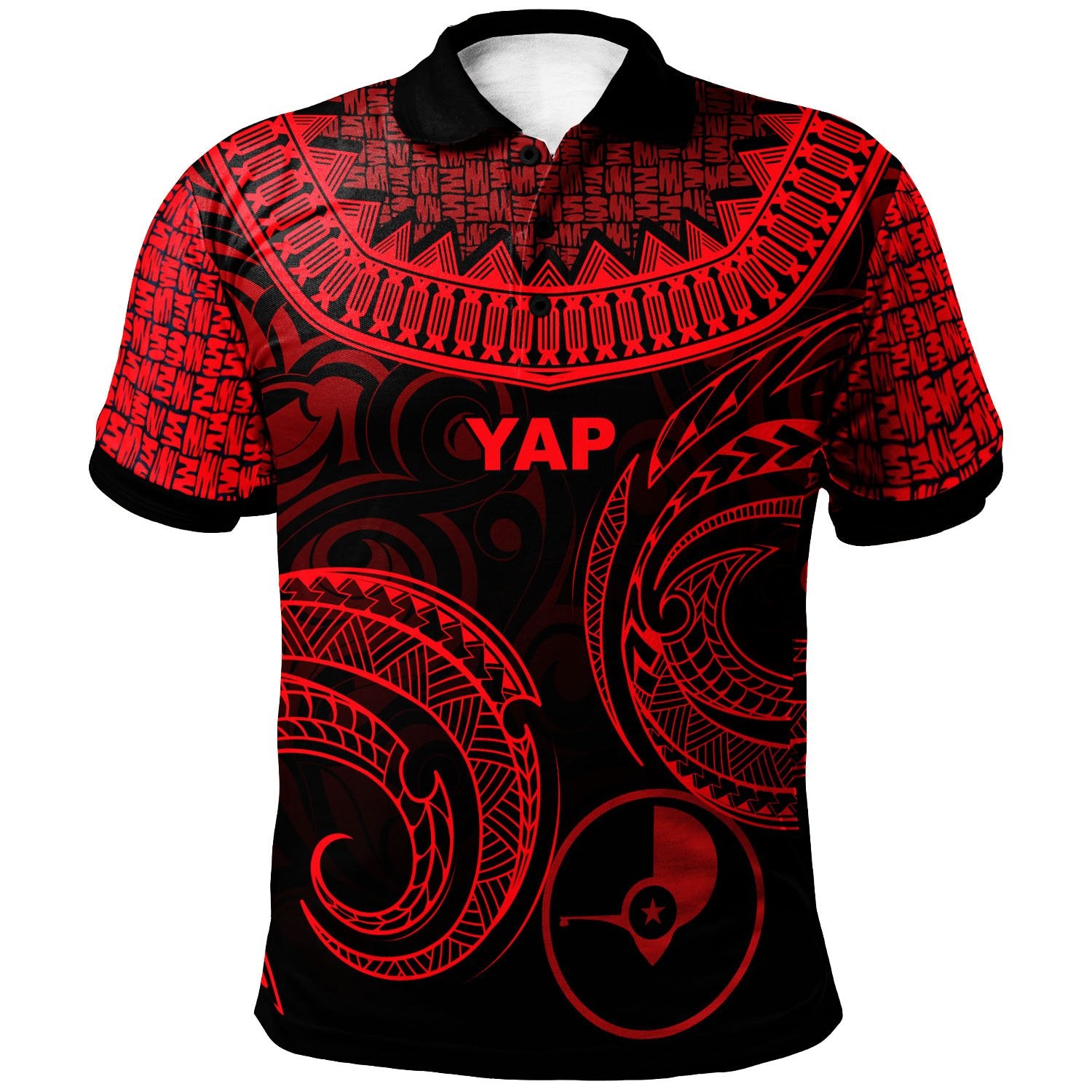 Yap Polo Shirt Unique Serrated Texture Red Unisex Red - Polynesian Pride