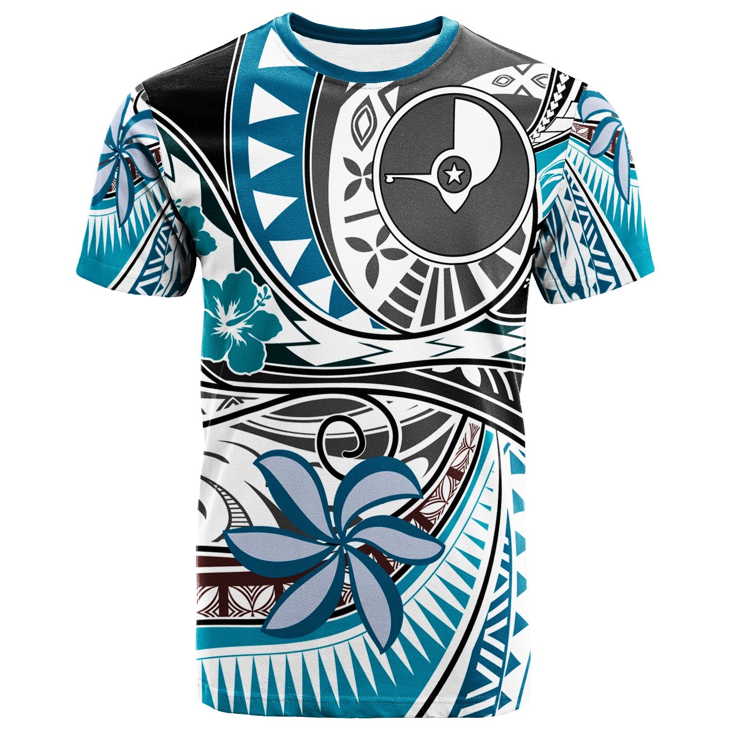Yap T Shirt Flower and Flow Unisex BLUE - Polynesian Pride