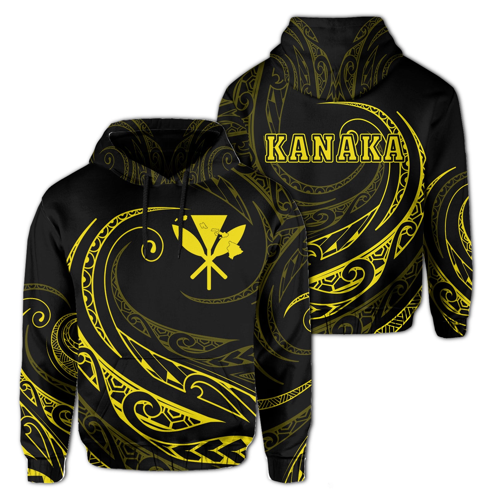 Kanaka Hoodie Frida Style Yellow Unisex Black - Polynesian Pride