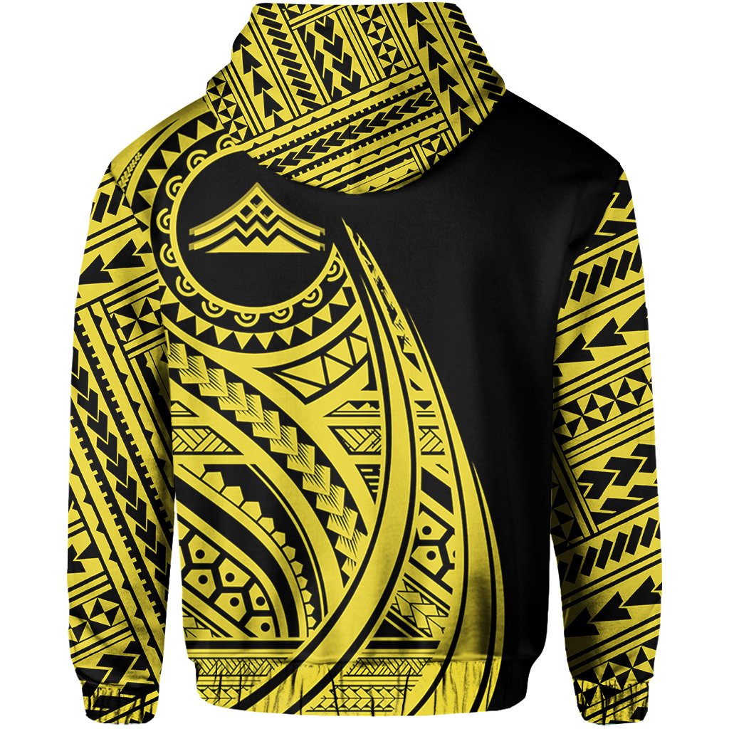 Hawaii Mauna Kea Polynesian Zip up Hoodie Tatoo Style Yellow - Polynesian Pride