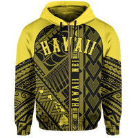 Hawaii Nei Hoodie Zip up Polynesian Yellow - Polynesian Pride