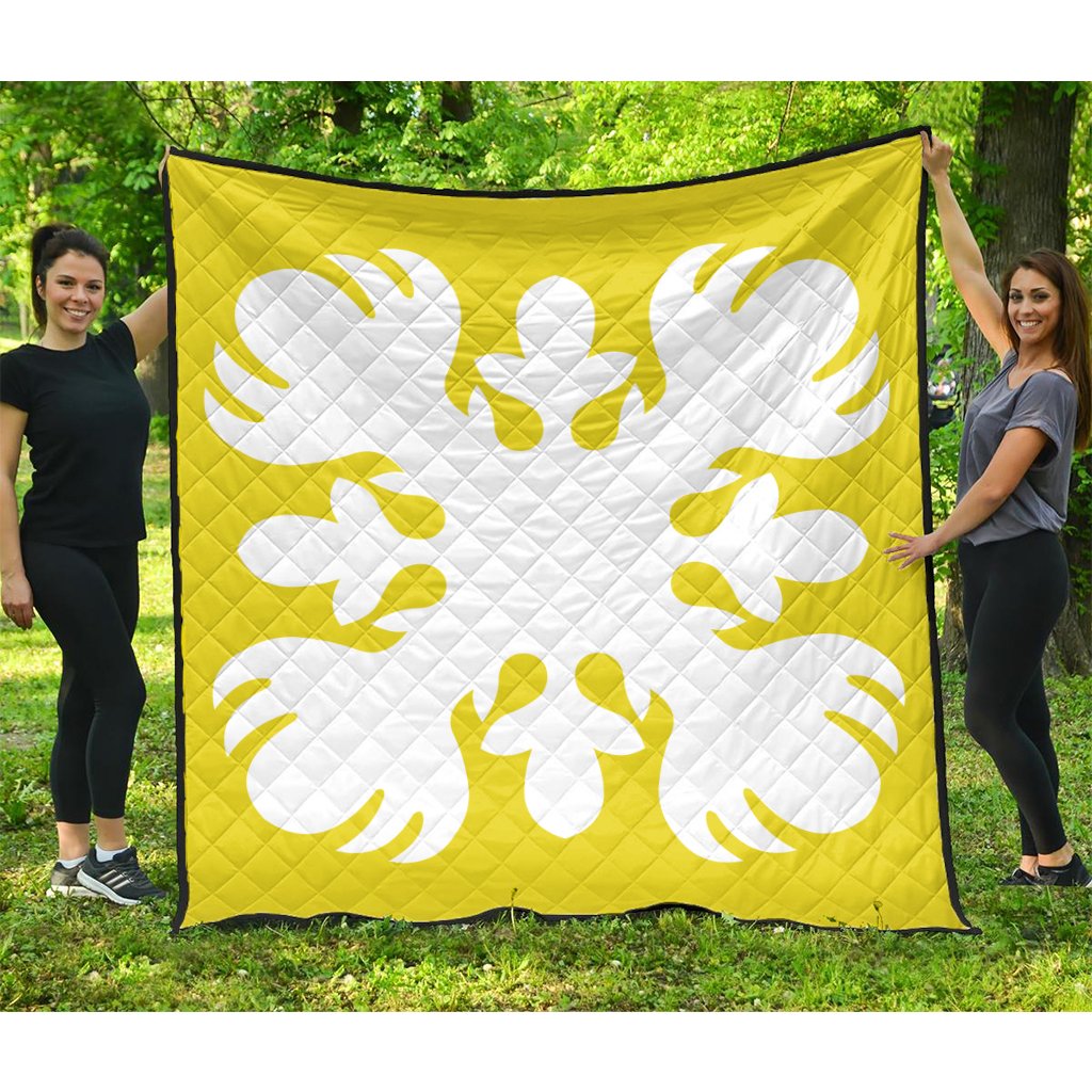 Hawaii Royal Pattern Premium Quilt - Yellow - O2 Style - AH Yellow - Polynesian Pride