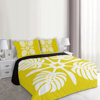 Hawaiian Royal Pattern Quilt Bed Set - Yellow - I3 Style - AH - Polynesian Pride