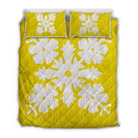 Hawaiian Royal Pattern Quilt Bed Set - Yellow - K1 Style - AH Yellow - Polynesian Pride