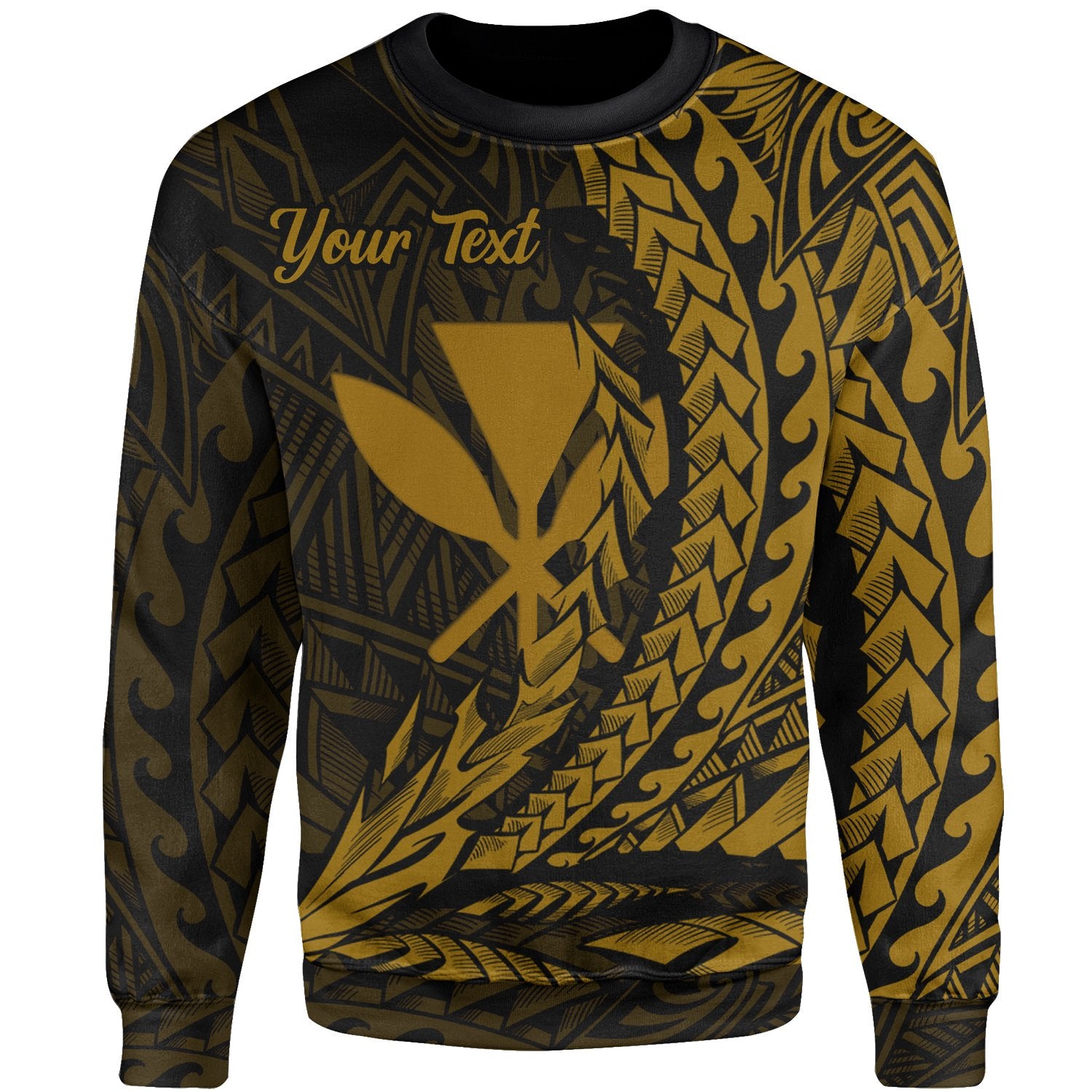 Hawaii Kanaka Maoli Custom Personalised Sweatshirt - Wings Style Gold Color Unisex Gold - Polynesian Pride