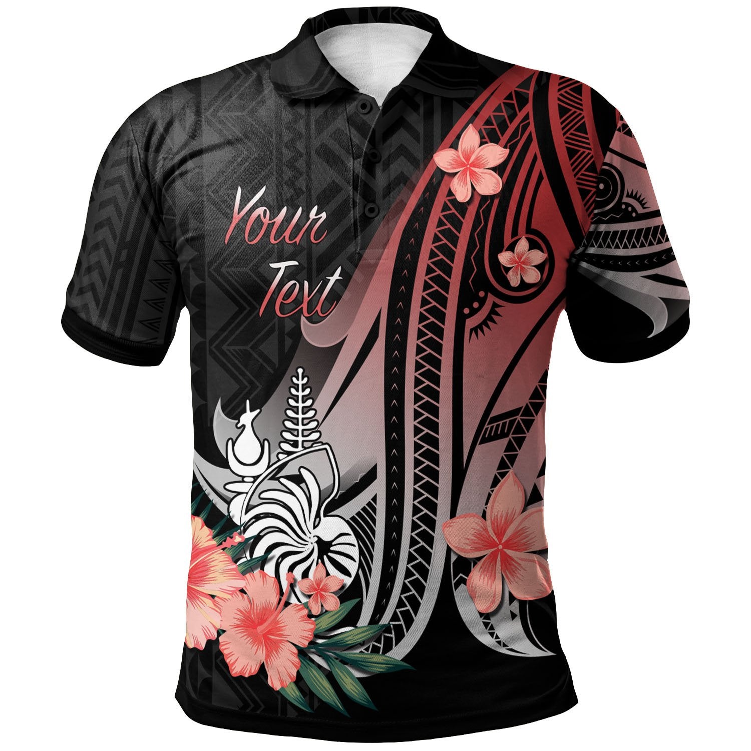 New Caledonia Custom Polo Shirt Red Polynesian Hibiscus Pattern Style Unisex Red - Polynesian Pride