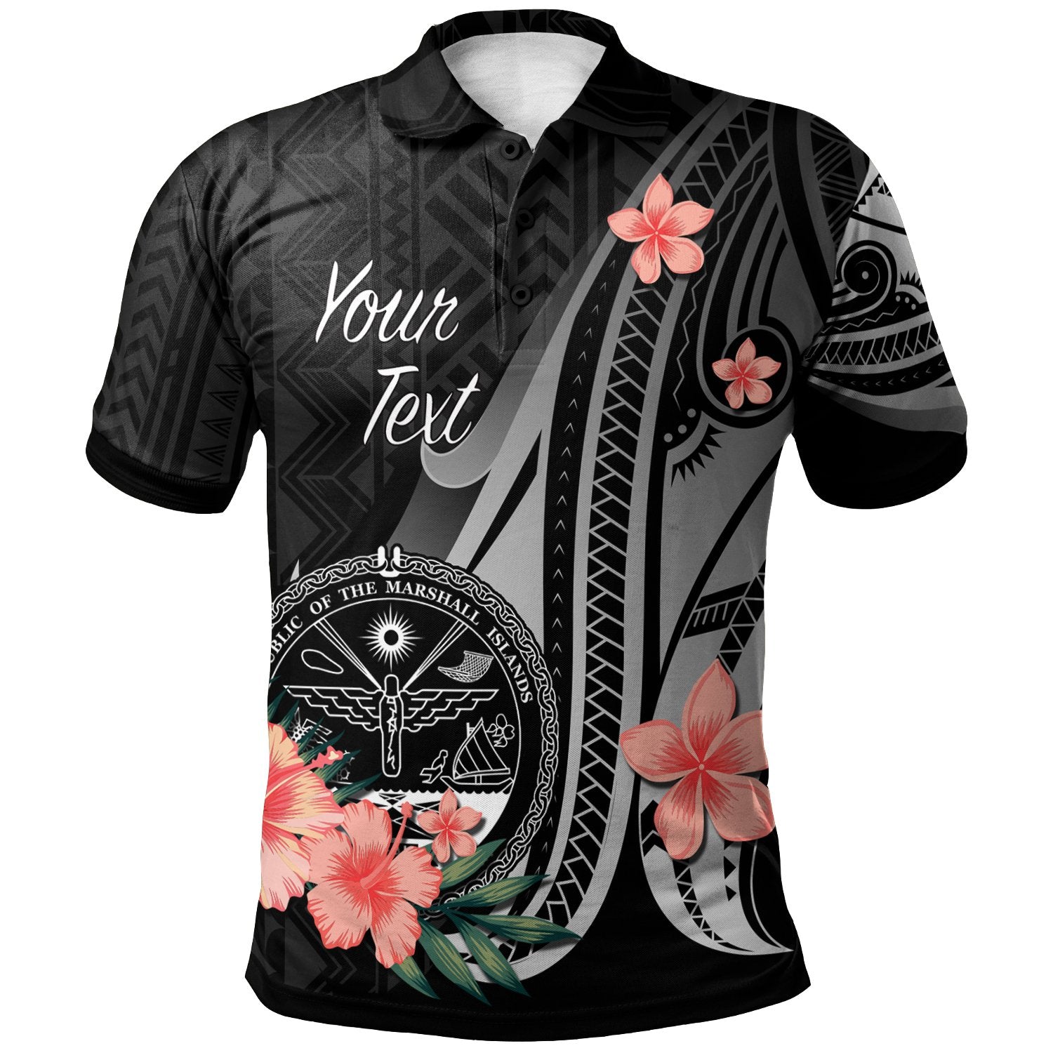 Marshall Islands Custom Polo Shirt Polynesian Hibiscus Pattern Style Unisex Black - Polynesian Pride