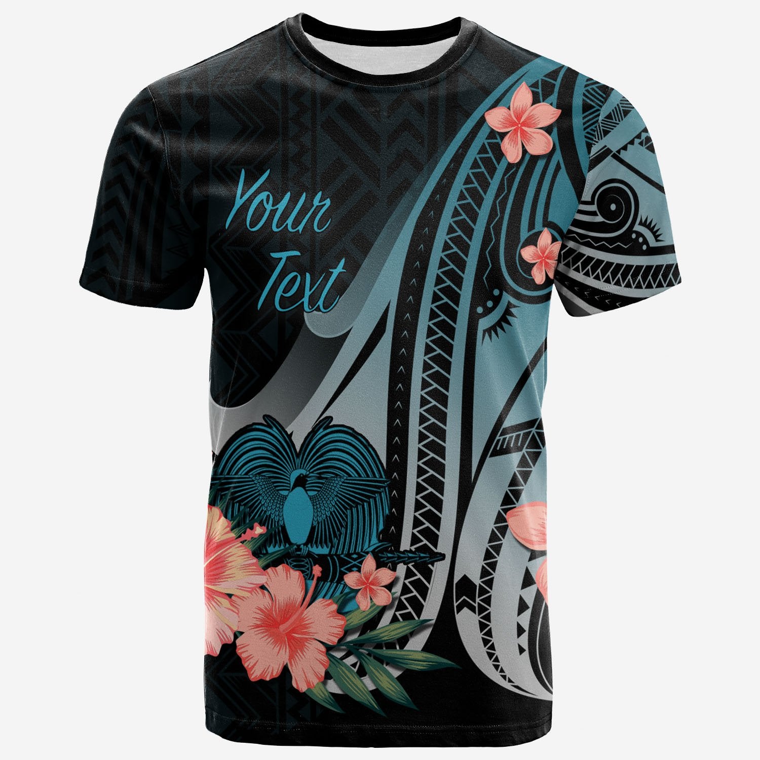 Papua New Guinea Custom T Shirt Turquoise Polynesian Hibiscus Pattern Style Unisex Art - Polynesian Pride