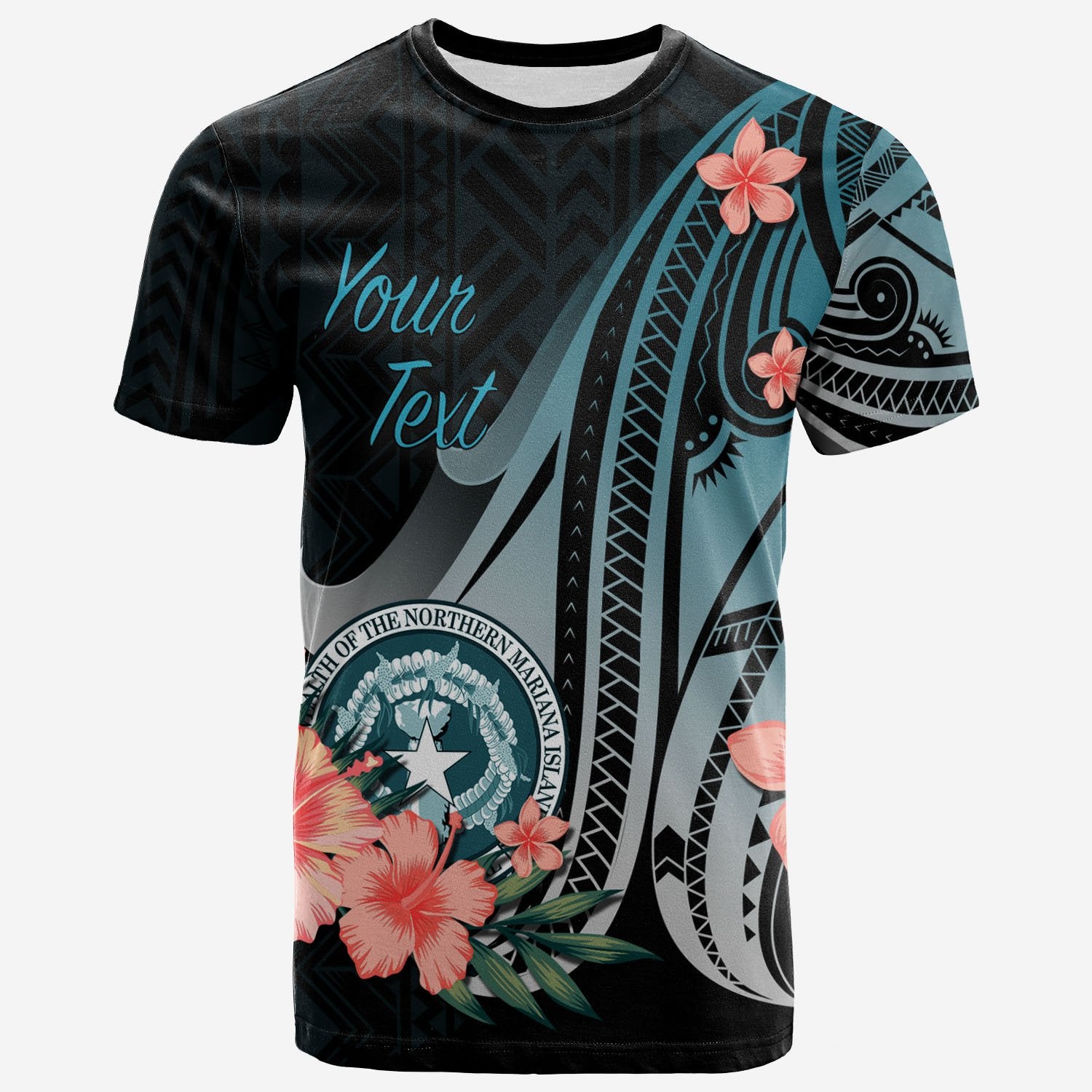 Northern Mariana Islands Custom T Shirt Turquoise Polynesian Hibiscus Pattern Style Unisex Art - Polynesian Pride