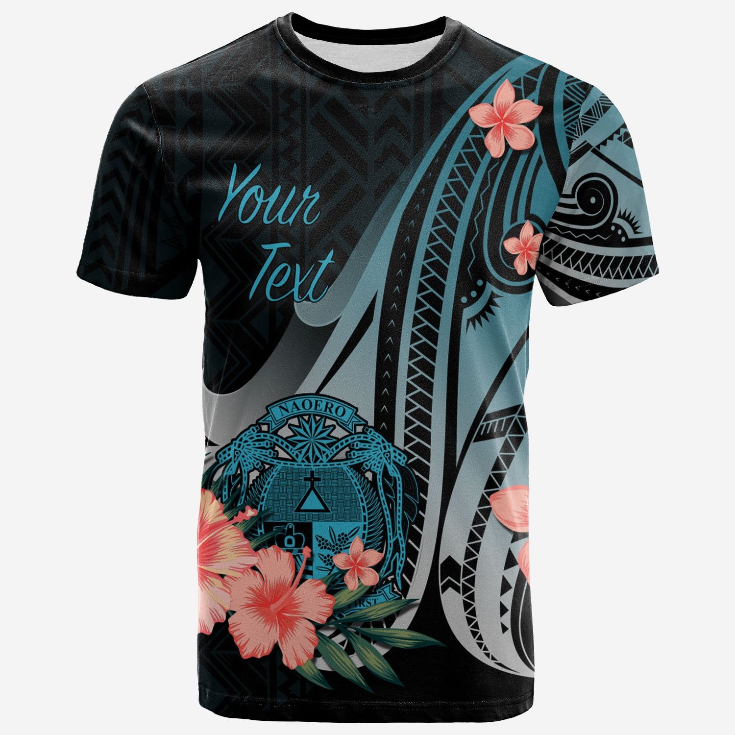 Nauru Custom T Shirt Turquoise Polynesian Hibiscus Pattern Style Unisex Art - Polynesian Pride
