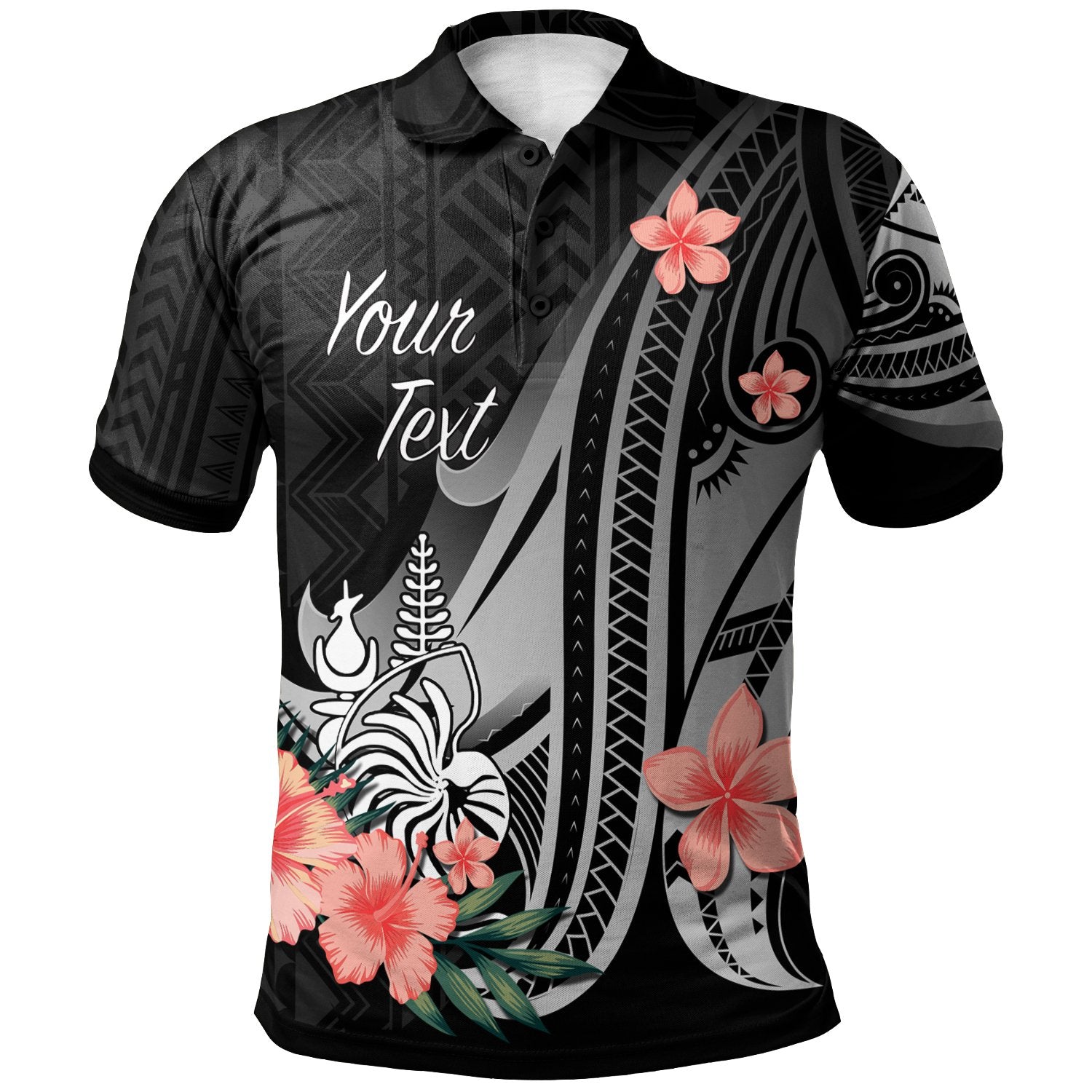 New Caledonia Custom Polo Shirt Polynesian Hibiscus Pattern Style Unisex Black - Polynesian Pride