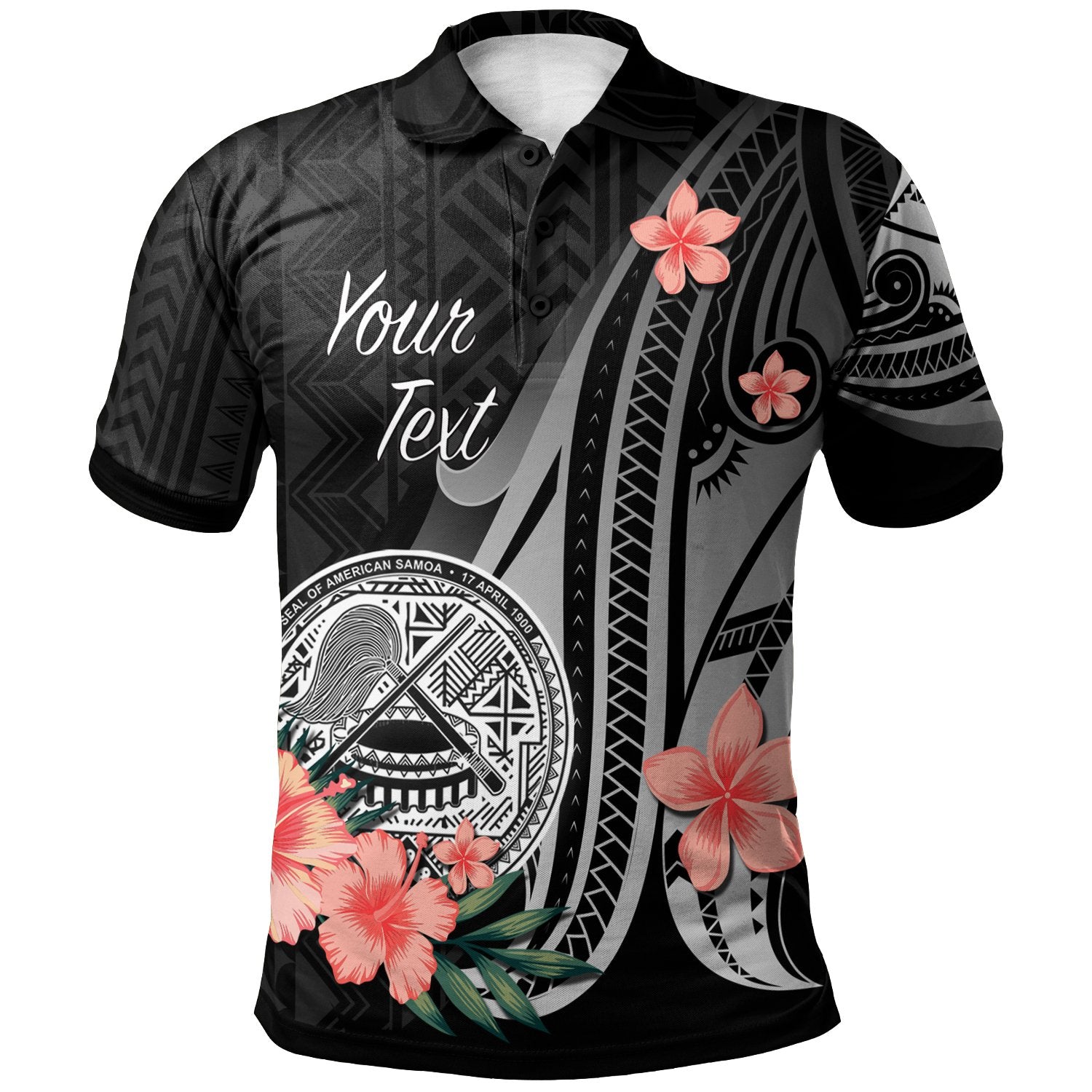 American Samoa Custom Polo Shirt Polynesian Hibiscus Pattern Style Unisex Black - Polynesian Pride