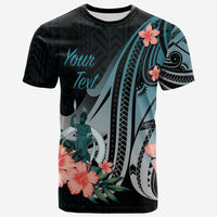 Vanuatu Custom T Shirt Turquoise Polynesian Hibiscus Pattern Style Unisex Art - Polynesian Pride