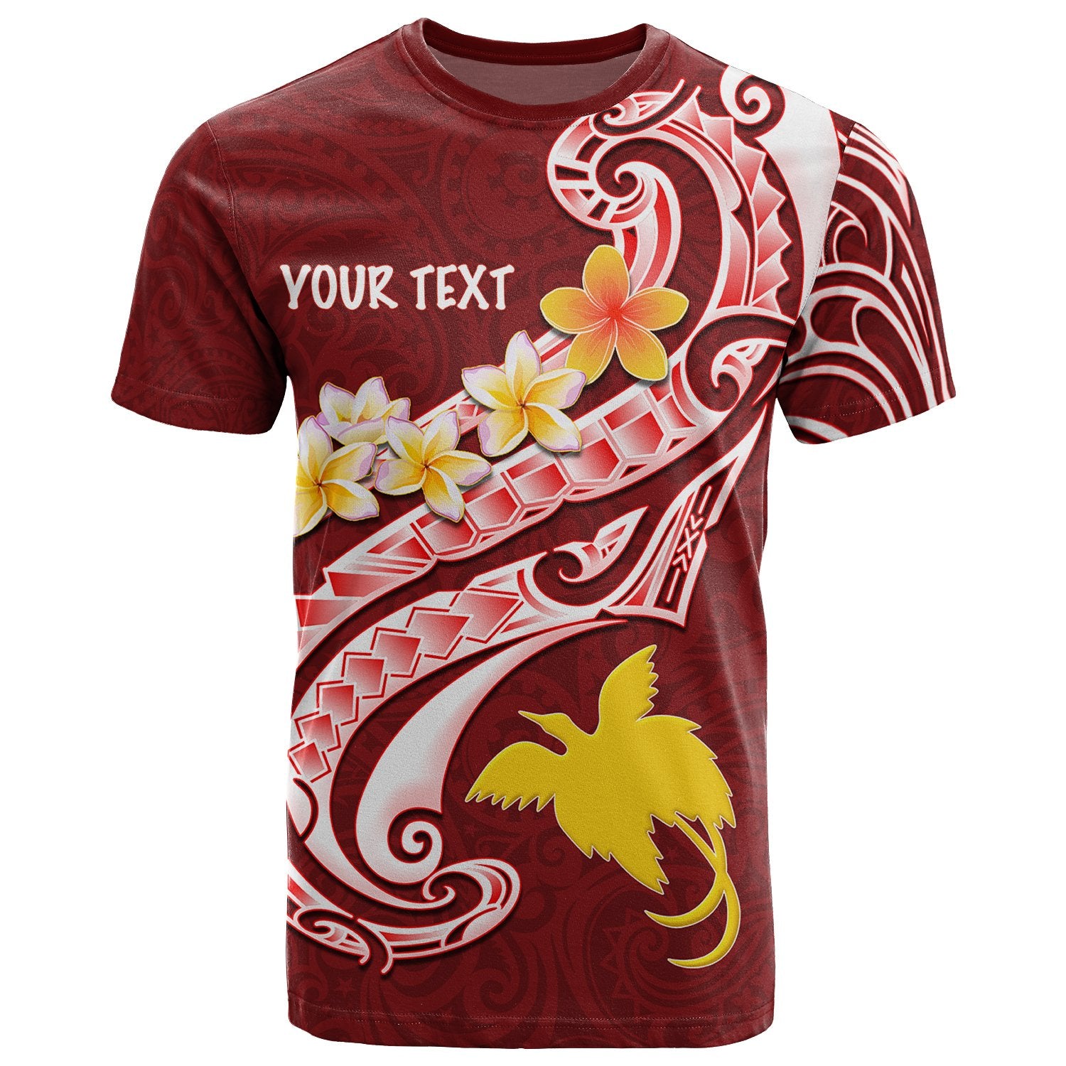 Papua New Guinea Custom T Shirt PNG Seal Polynesian Patterns Plumeria Unisex Red - Polynesian Pride