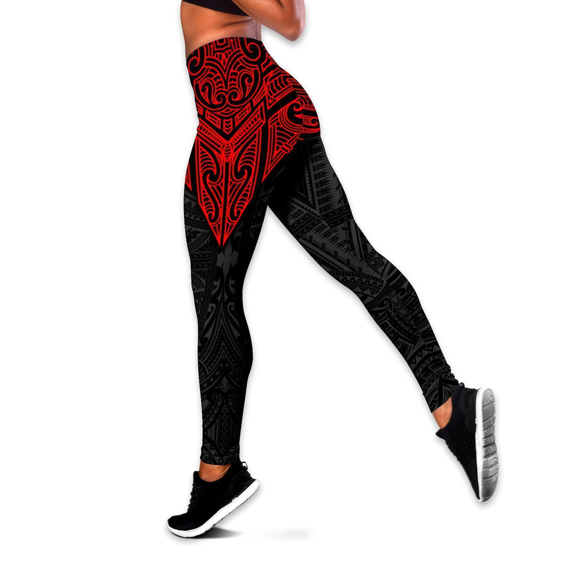 Polynesian Red Hawaii Leggings - AH Black - Polynesian Pride