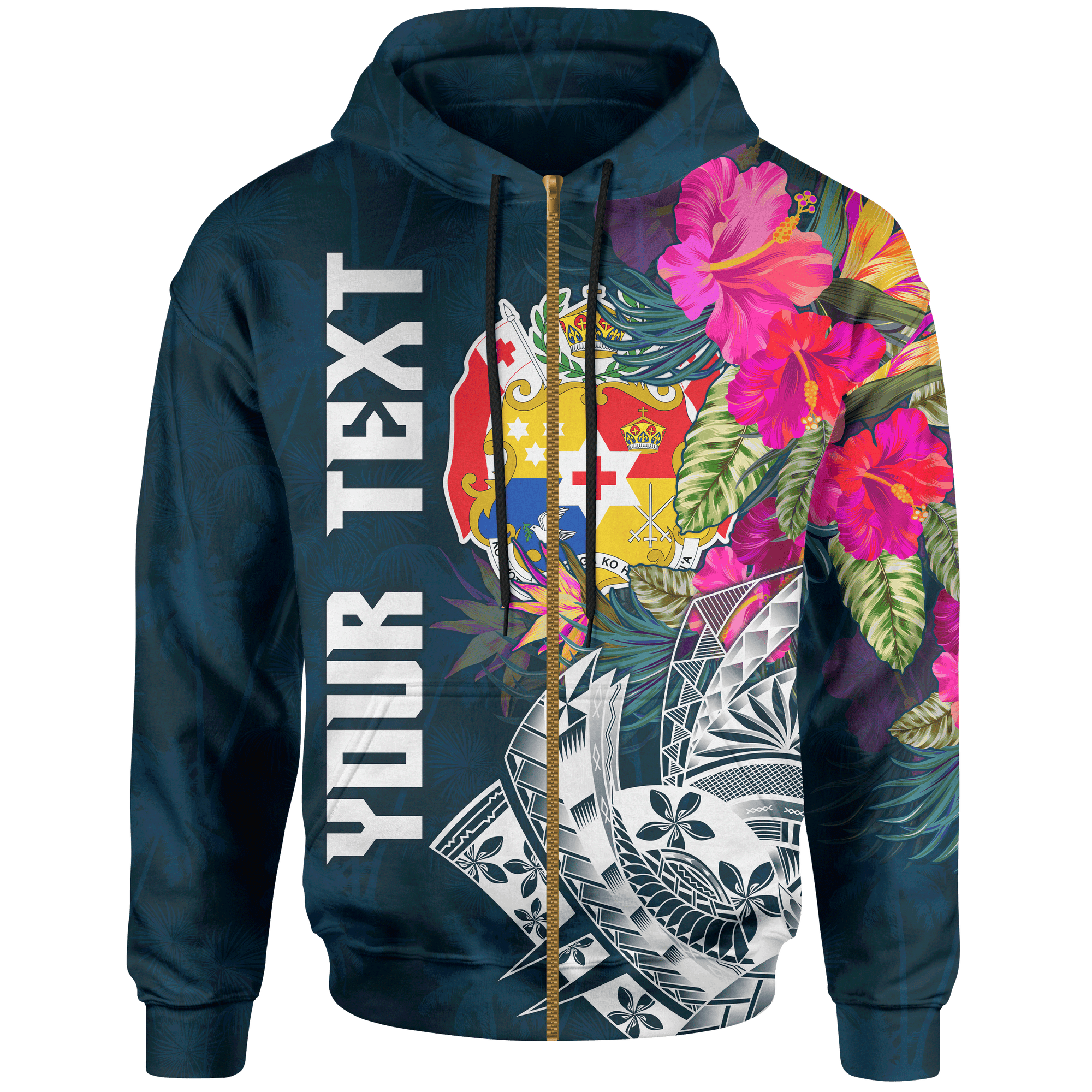 Tonga Custom Zip up Hoodie Summer Vibes Unisex Blue - Polynesian Pride