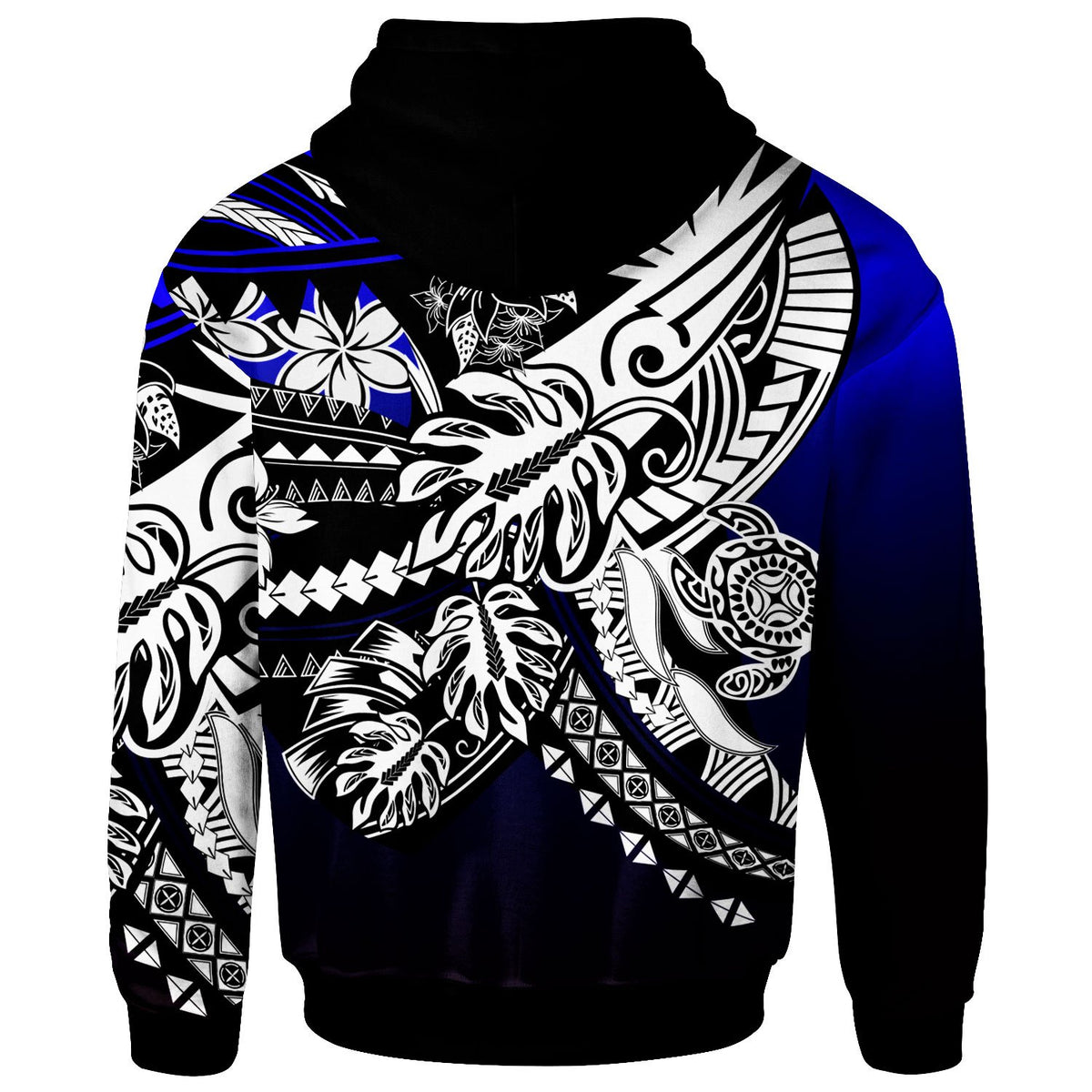 Hawaii Zip Hoodie Tribal Jungle Pattern Blue Color - Polynesian Pride