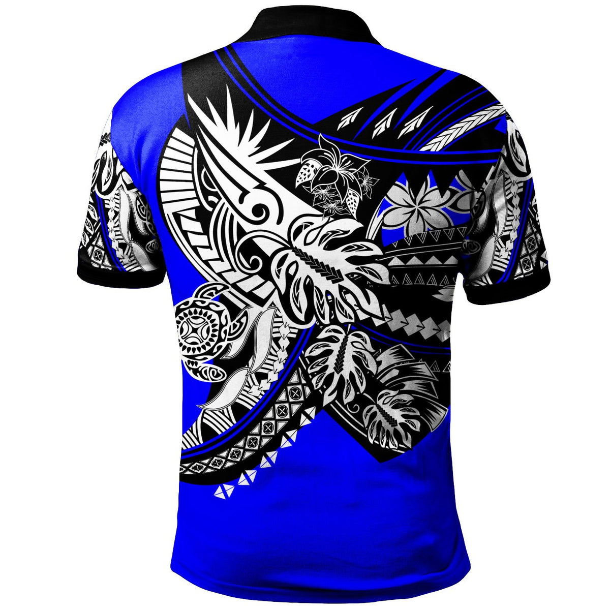 Chuuk Polo Shirt Tribal Jungle Blue Pattern - Polynesian Pride