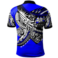Vanuatu Polo Shirt Tribal Jungle Blue Pattern - Polynesian Pride