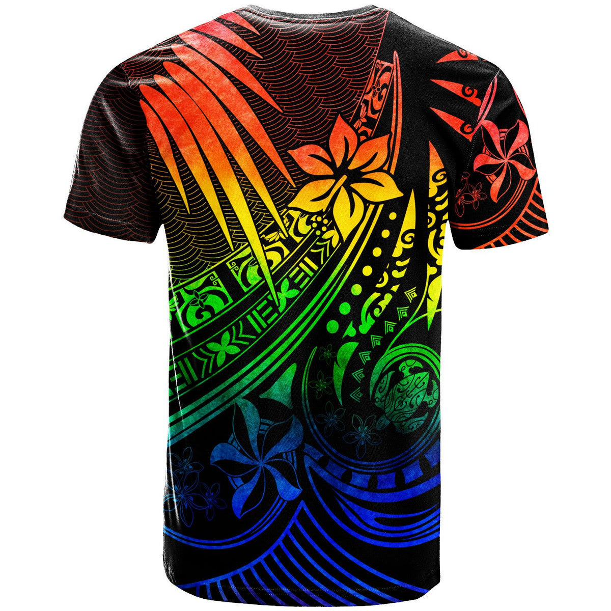 Tahiti T Shirt The Flow of The Ocean Rainbow Color - Polynesian Pride