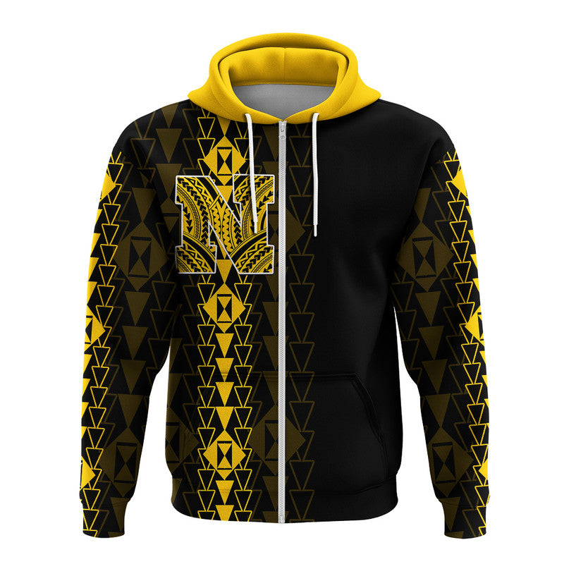 Hawaii Nanakuli High Mix Kakau Hoodie LT6 Zip Hoodie Yellow - Polynesian Pride