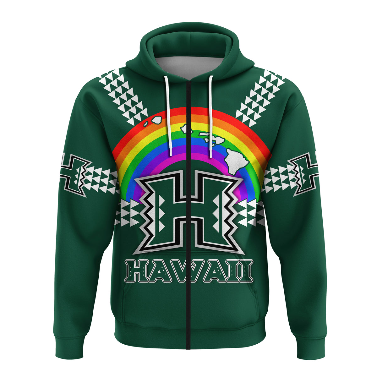 Hawaii Rainbow Warriors Zip Hoodie LT4 - Polynesian Pride