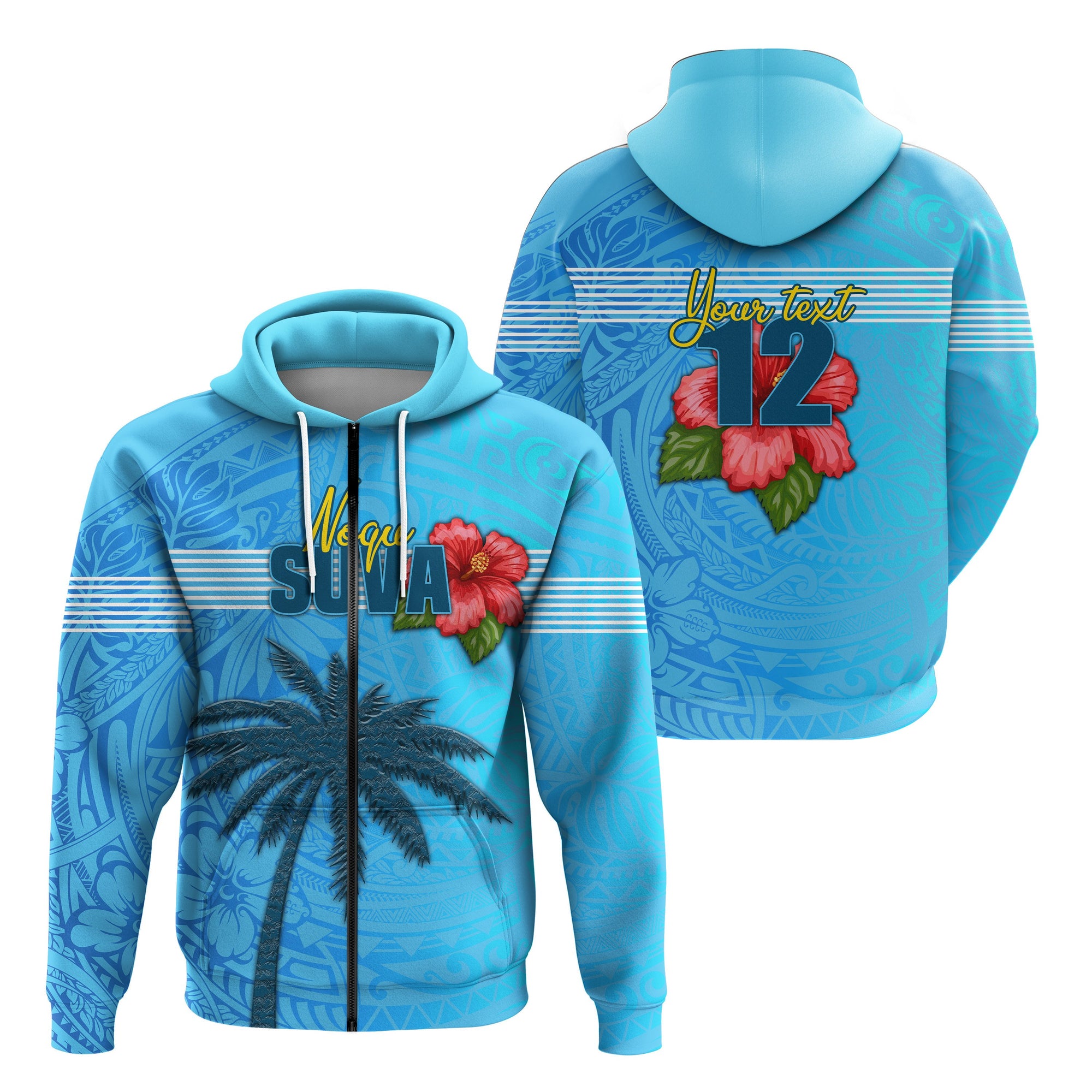 Custom Suva Rugby Zip Hoodie Sport Style Unisex Blue - Polynesian Pride