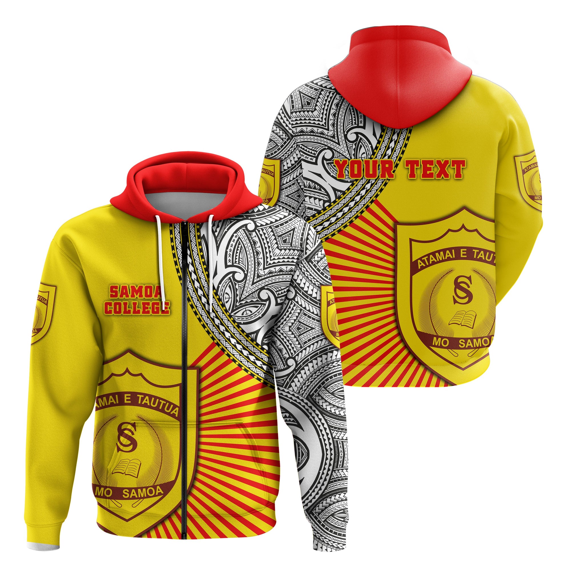 Custom Samoa College Zip Hoodie Special Style Unisex Yellow - Polynesian Pride