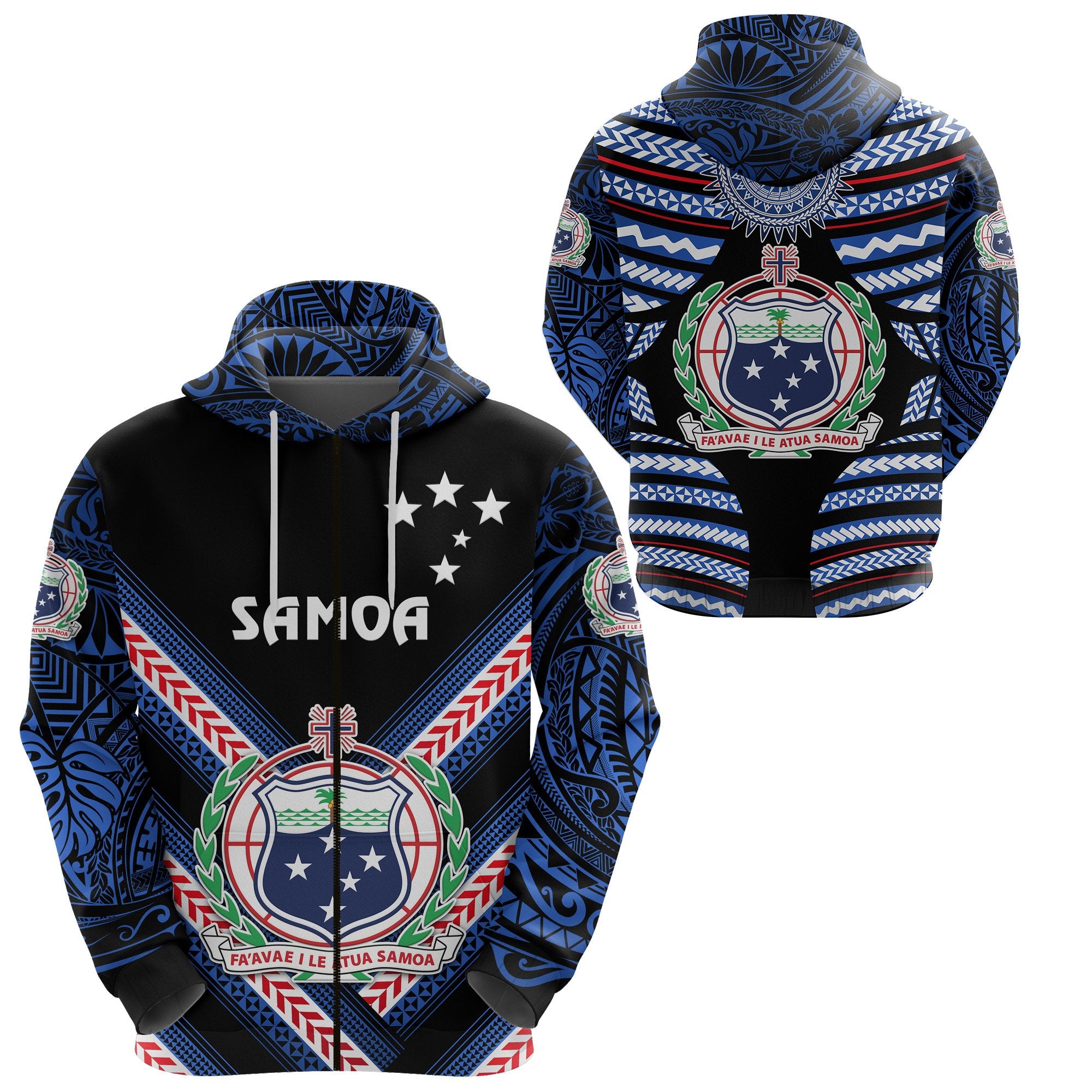 Manu Samoa Rugby Zip Hoodie Creative Style Black Unisex Black - Polynesian Pride