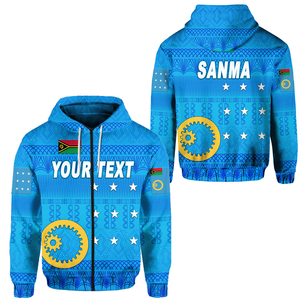 Custom Sanma Province Zip Hoodie Vanuatu Pattern Traditional Style LT8 Unisex Blue - Polynesian Pride