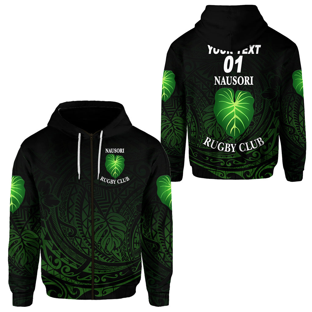 Custom Fiji Nausori Rugby Zip Hoodie Original Style, Custom Text and Number LT8 Unisex Black - Polynesian Pride