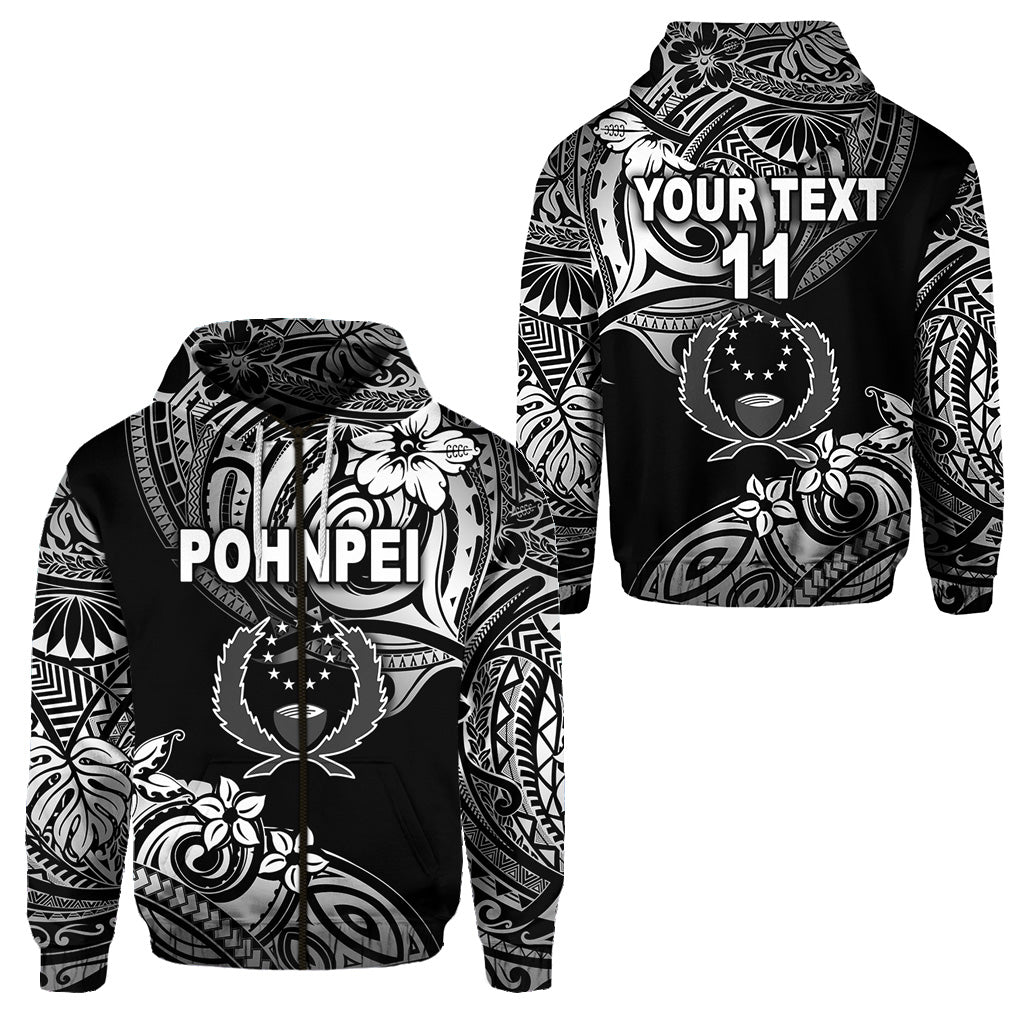 Custom FSM Pohnpei Zip Hoodie Unique Vibes Black LT8 Unisex Black - Polynesian Pride