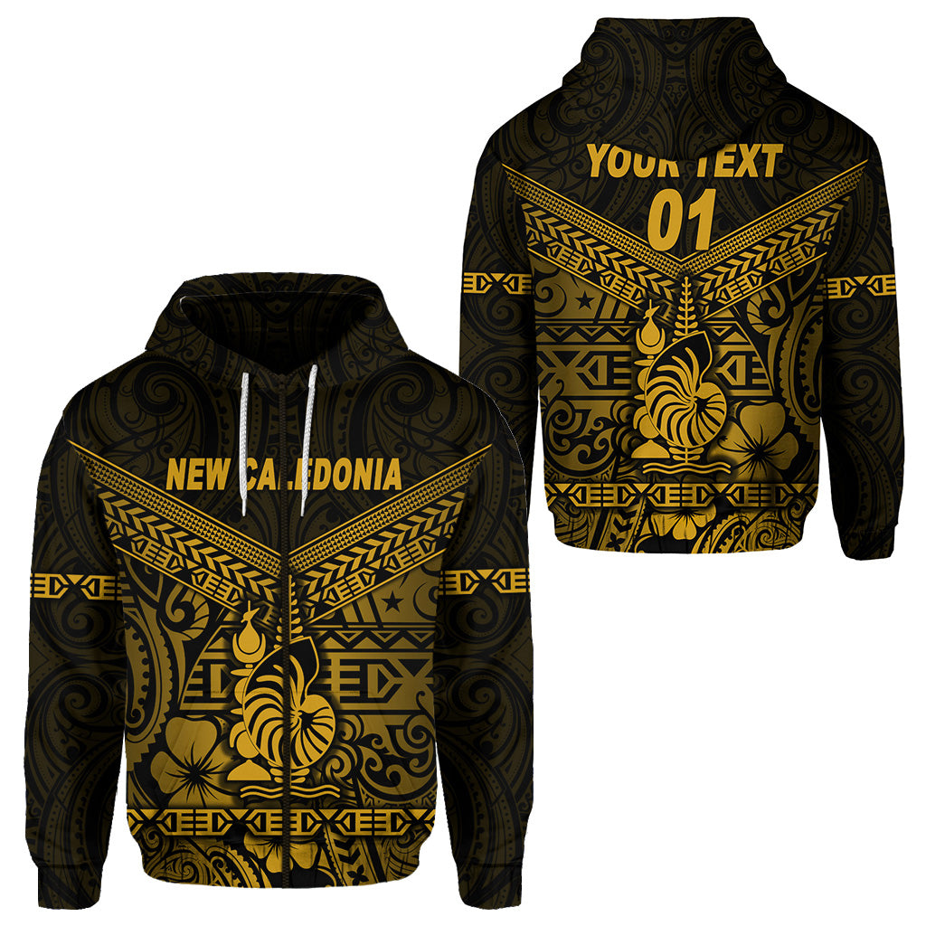 Custom New Caledonia Zip Hoodie Simple Style Gold LT8 Unisex Gold - Polynesian Pride