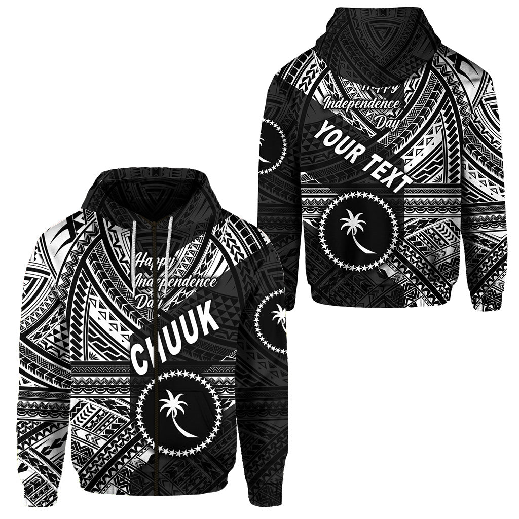 Custom FSM Chuuk Zip Hoodie Happy Independence Day Original Vibes Black LT8 Unisex Black - Polynesian Pride