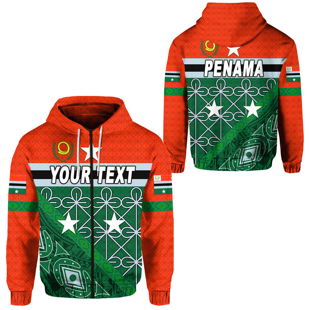 Custom Penama Province Zip Hoodie Vanuatu Pattern Unique Style LT8 Unisex Green - Polynesian Pride