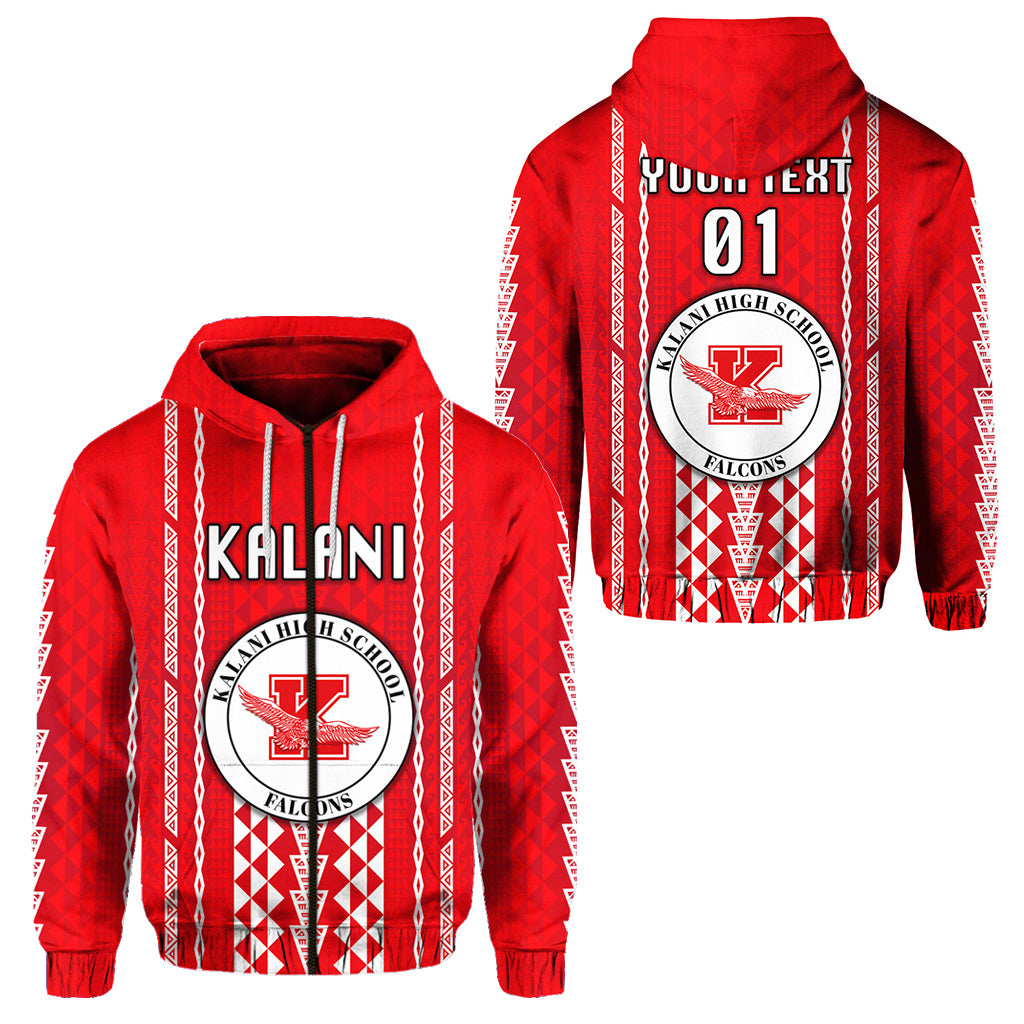 Custom Hawaii Kalani High School Zip Hoodie Falcons Simple Style LT8 Unisex Red - Polynesian Pride