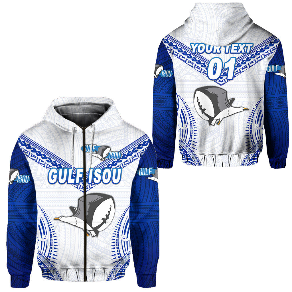 Custom Papua New Guinea PRK Gulf Isou Zip Hoodie Rugby Original Style White, Custom Text and Number LT8 Unisex White - Polynesian Pride